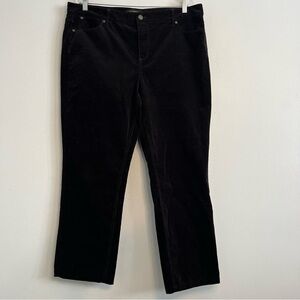 Talbots Womens Black Velvet Flawless 5 Pocket Straight Leg Ankle Pants Sz 16